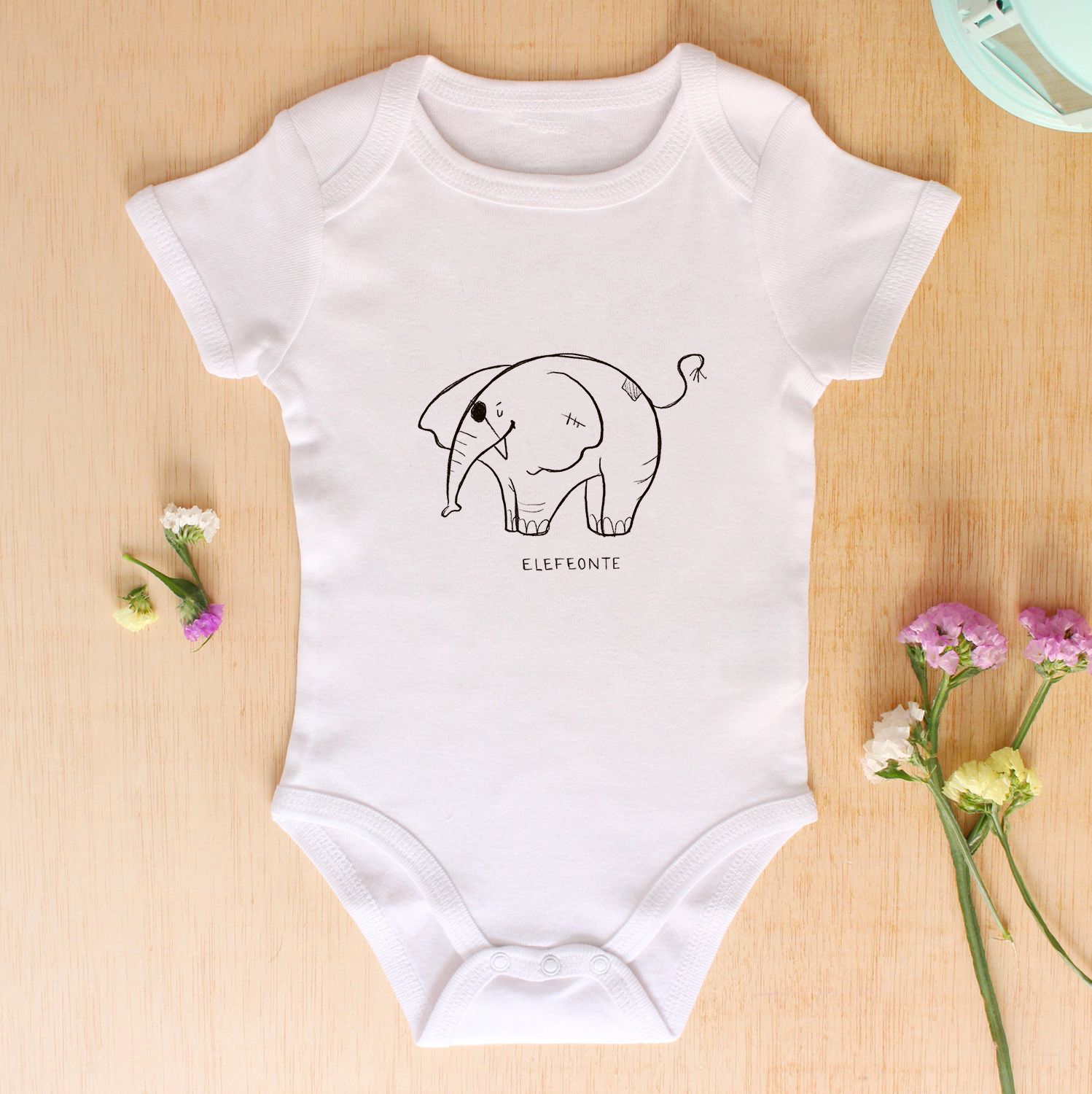 Body de bebé original con estampado mono de elefante feote