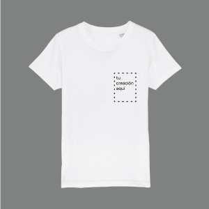 camiseta blanca personalizable estampado pequeño lateral