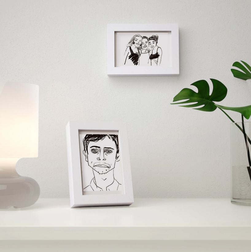 retratos personalizados con marco blanco